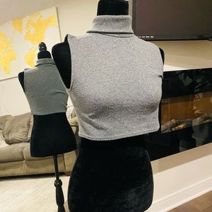 Vintage Grey Turtleneck Crop Top